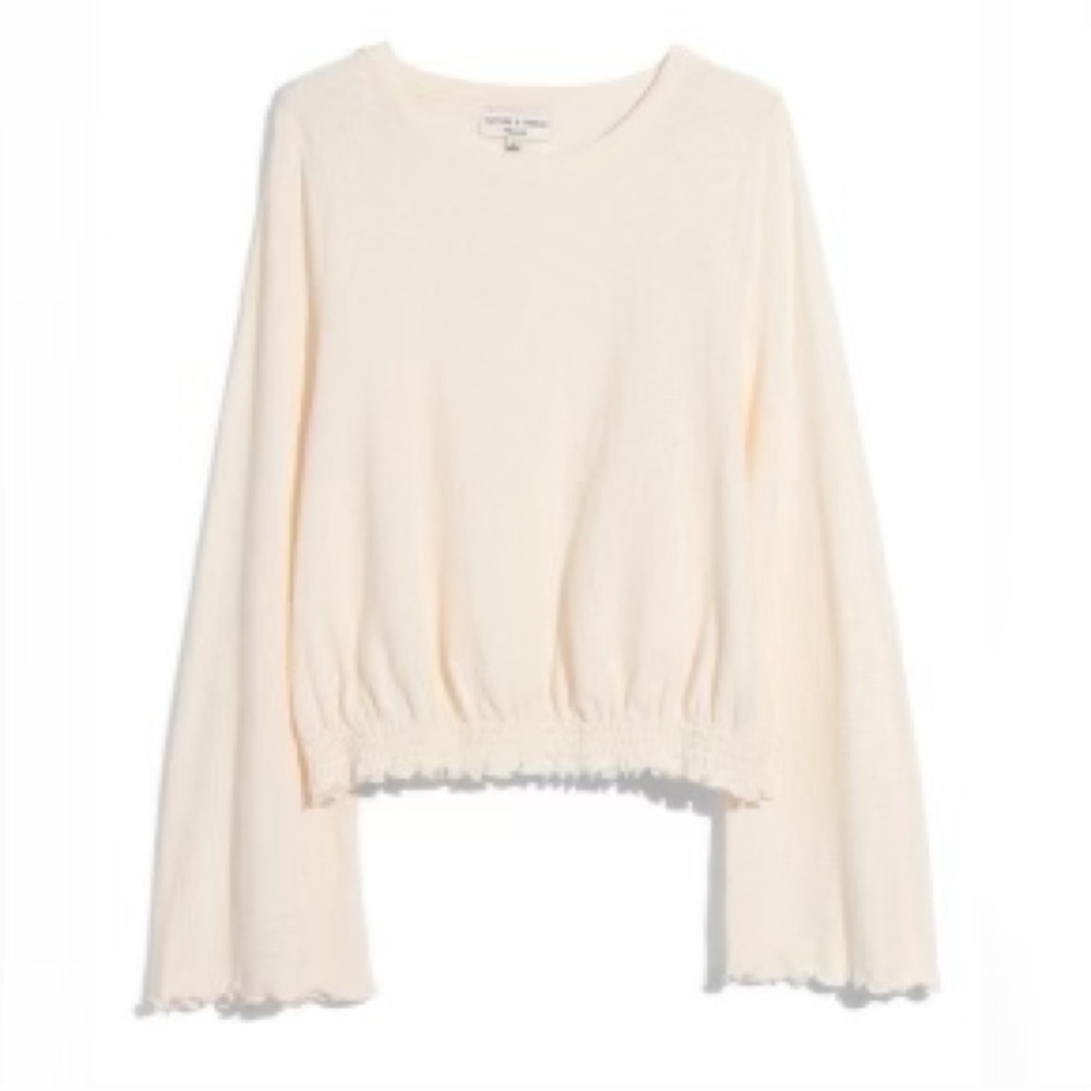 MadeWell cream long sleeve blouse